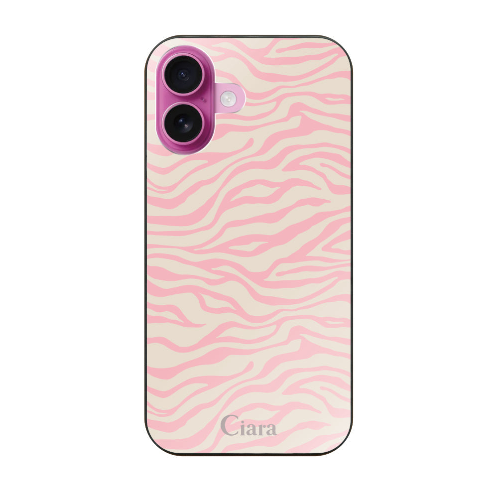 iPhone16 ガラス 強化ガラスケース タイガー ピンク