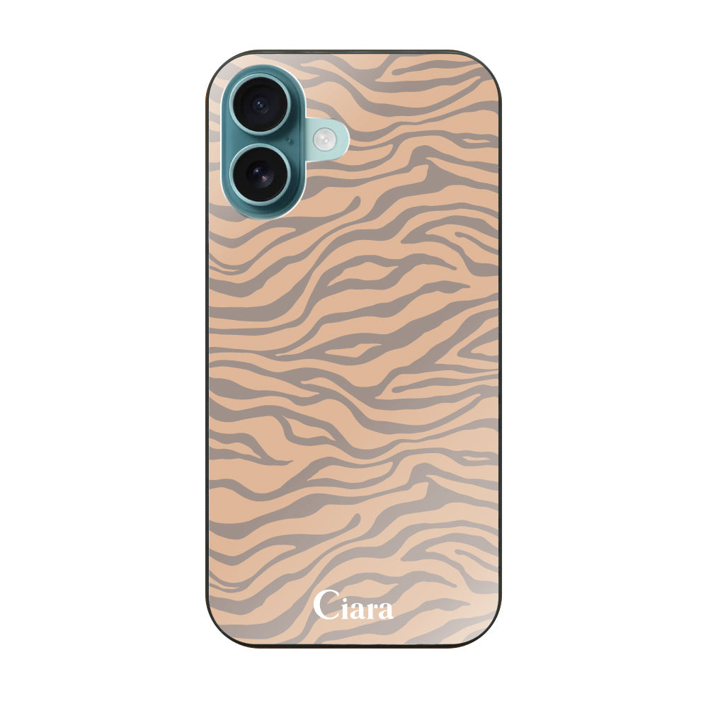 iPhone16Plus ガラス 強化ガラスケース タイガー ベージュ