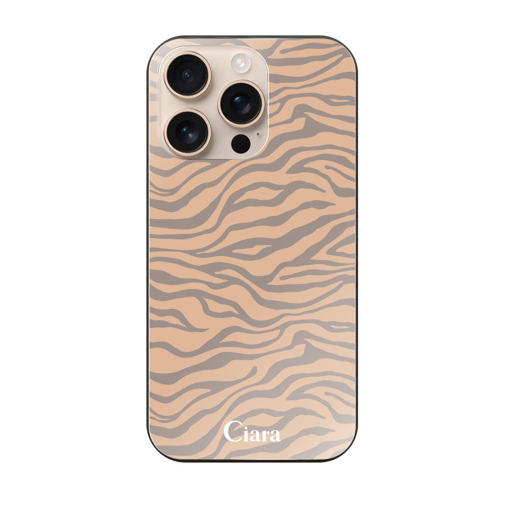 iPhone16Pro ガラス 強化ガラスケース タイガー ベージュ