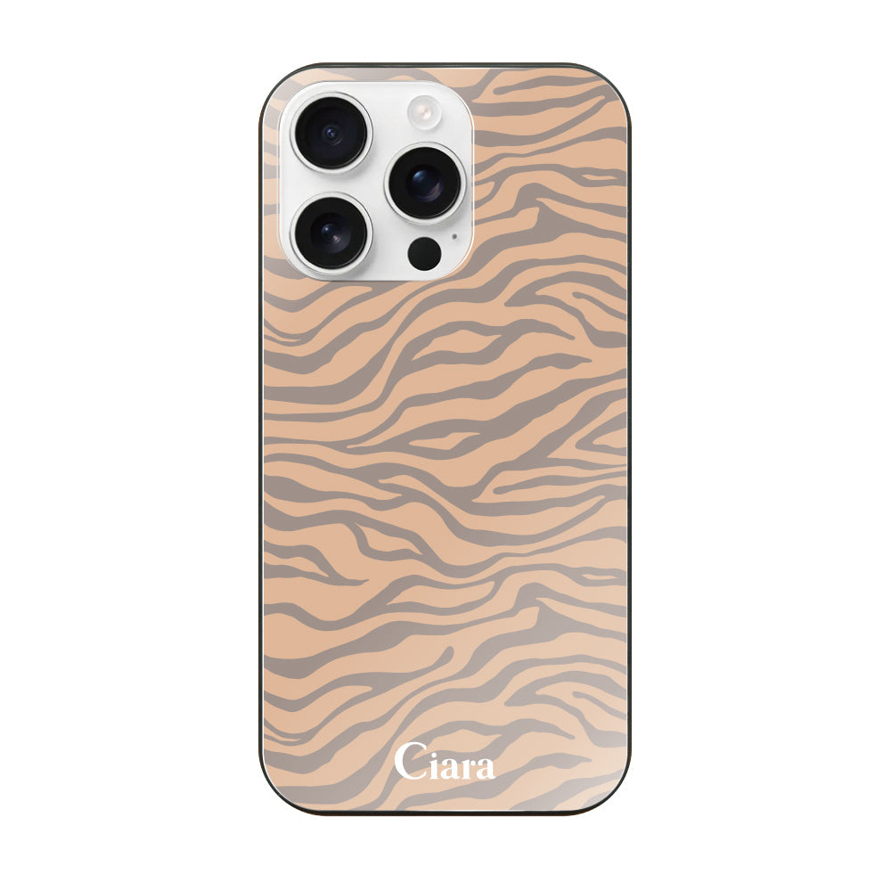 iPhone16ProMax ガラス 強化ガラスケース タイガー ベージュ