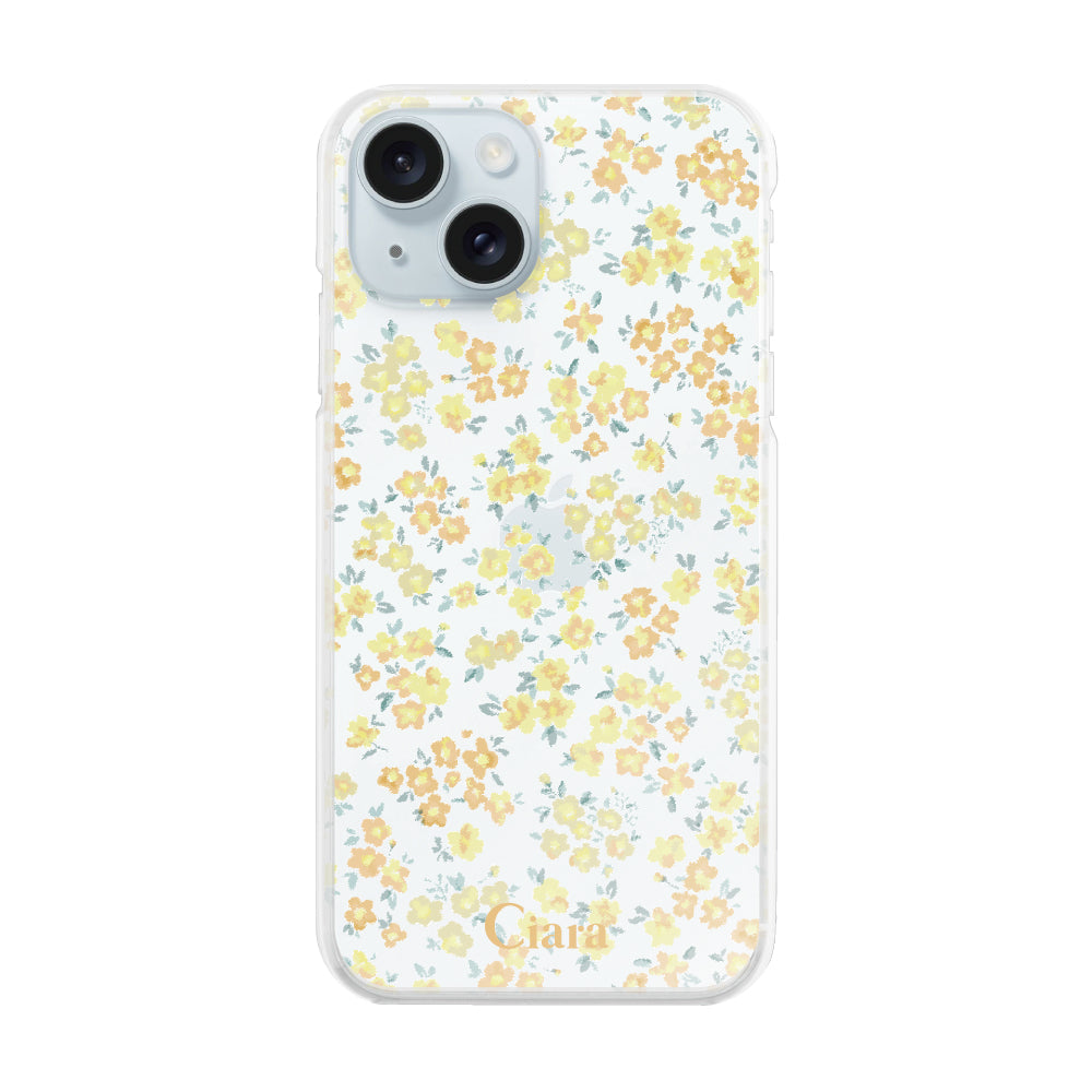 iPhone15Plus ハイブリッド クリアケース フロレ イエロー