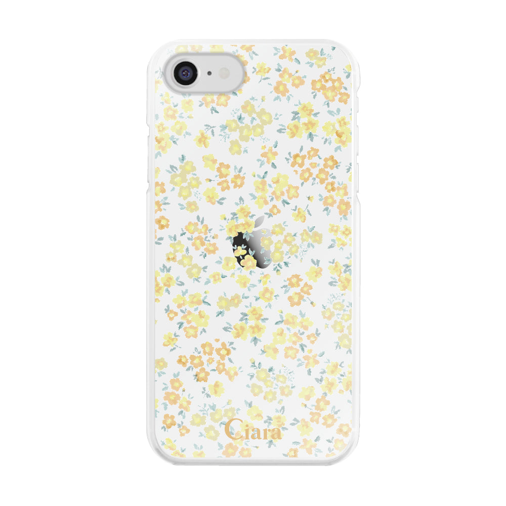 iPhone7/8/SE2/SE3 ハイブリッド クリアケース フロレ イエロー