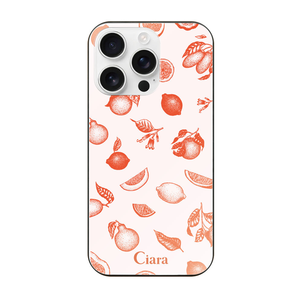 iPhone16ProMax ガラス 強化ガラスケース ロマンティックレモン オレンジ