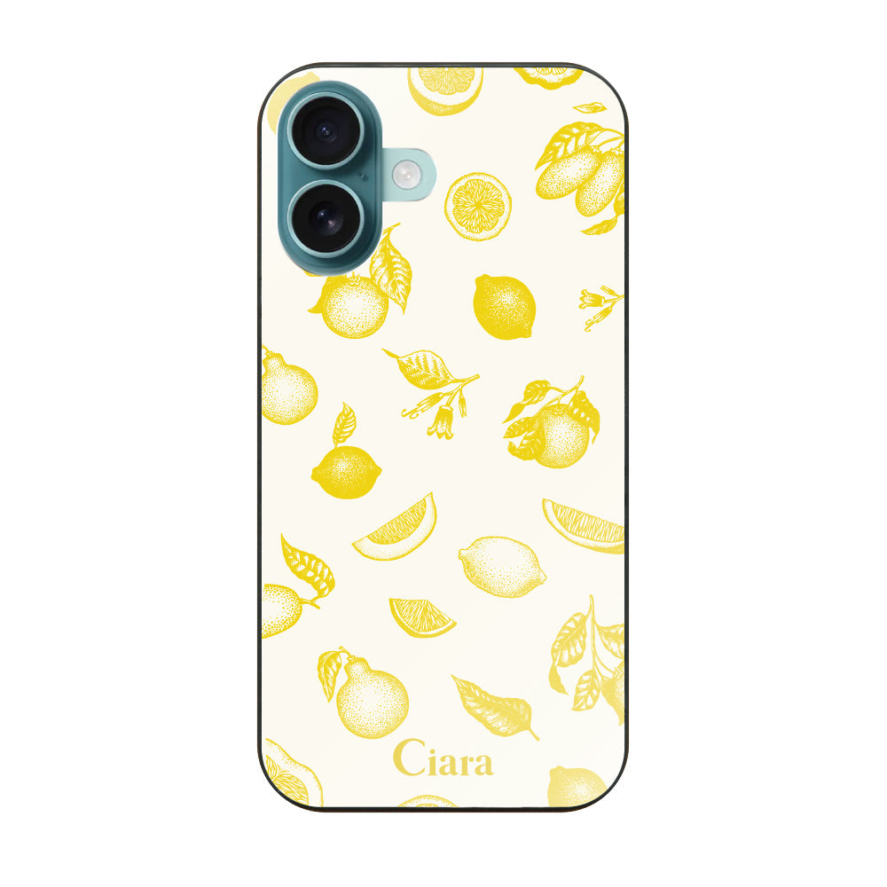 iPhone16Plus ガラス 強化ガラスケース ロマンティックレモン イエロー