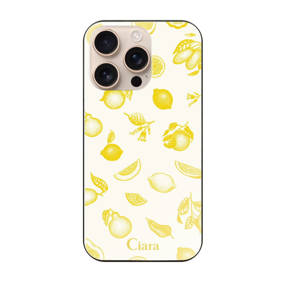 iPhone16Pro ガラス 強化ガラスケース ロマンティックレモン イエロー