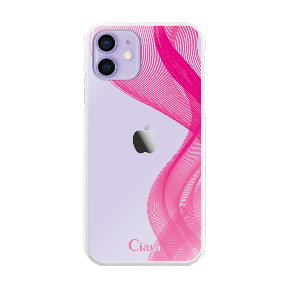 iPhone12/12Pro ハイブリッド クリアケース シアーリボン ピンク