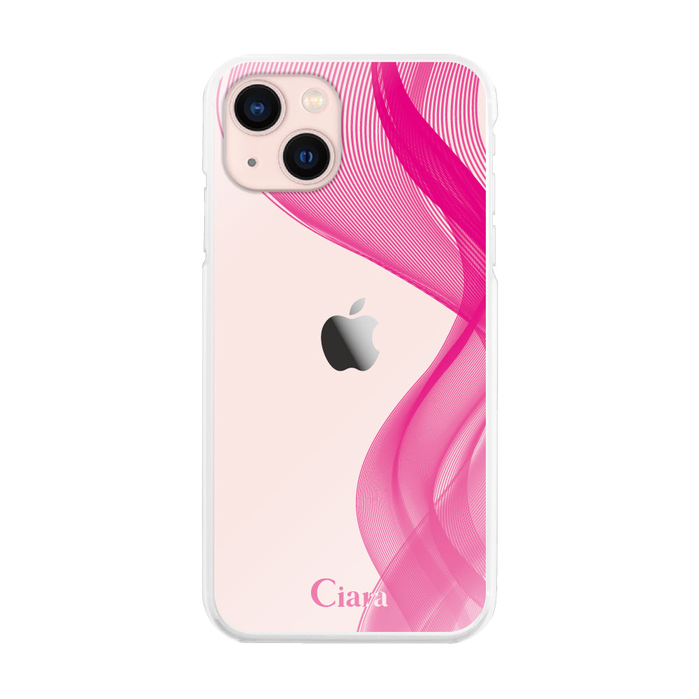 iPhone13 ハイブリッド クリアケース シアーリボン ピンク
