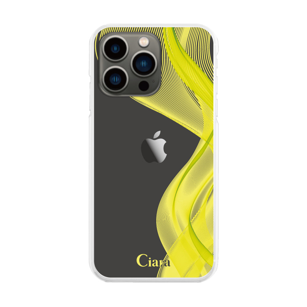 iPhone13Pro ハイブリッド クリアケース シアーリボン イエロー