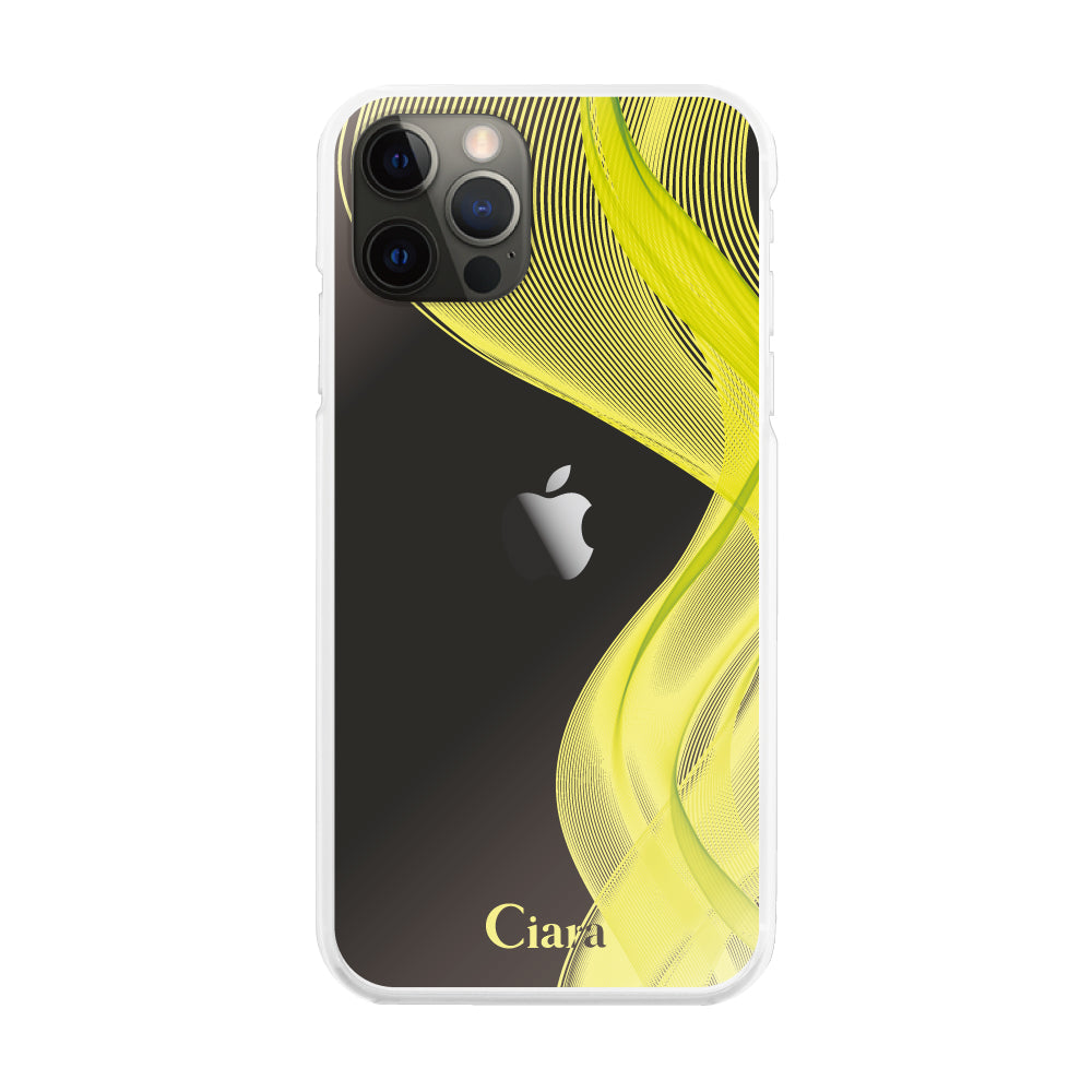 iPhoneX/XS ハイブリッド クリアケース シアーリボン イエロー