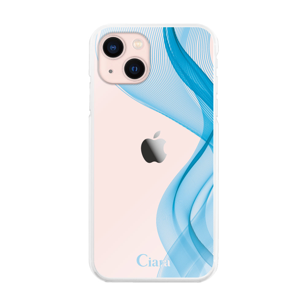 iPhone13 ハイブリッド クリアケース シアーリボン ブルー