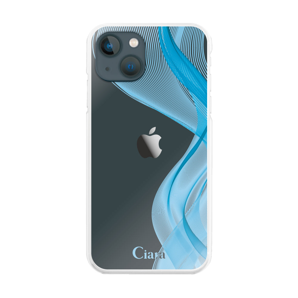 iPhone13mini ハイブリッド クリアケース シアーリボン ブルー