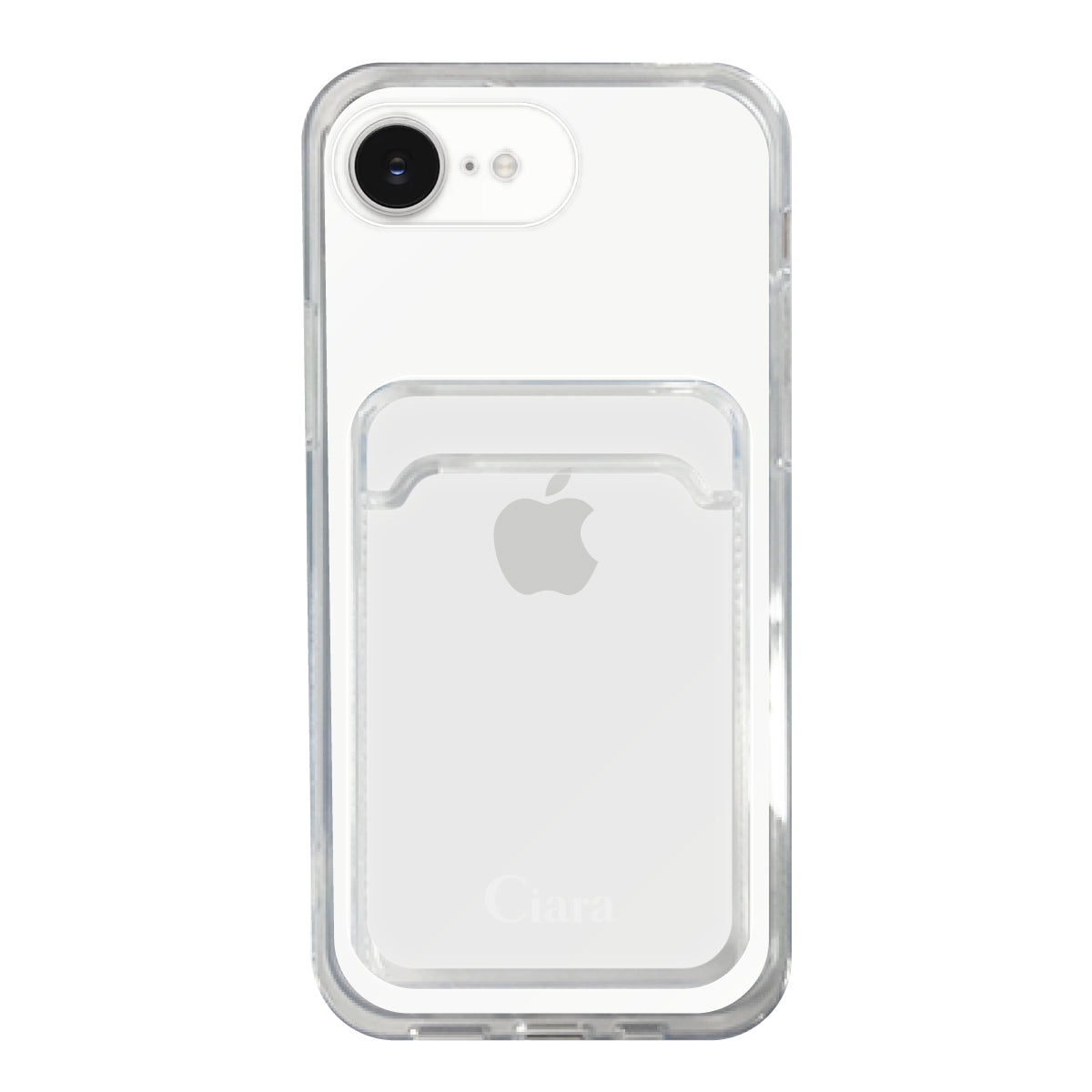 iPhone16e TPU カード収納クリアケース ロゴ ホワイト