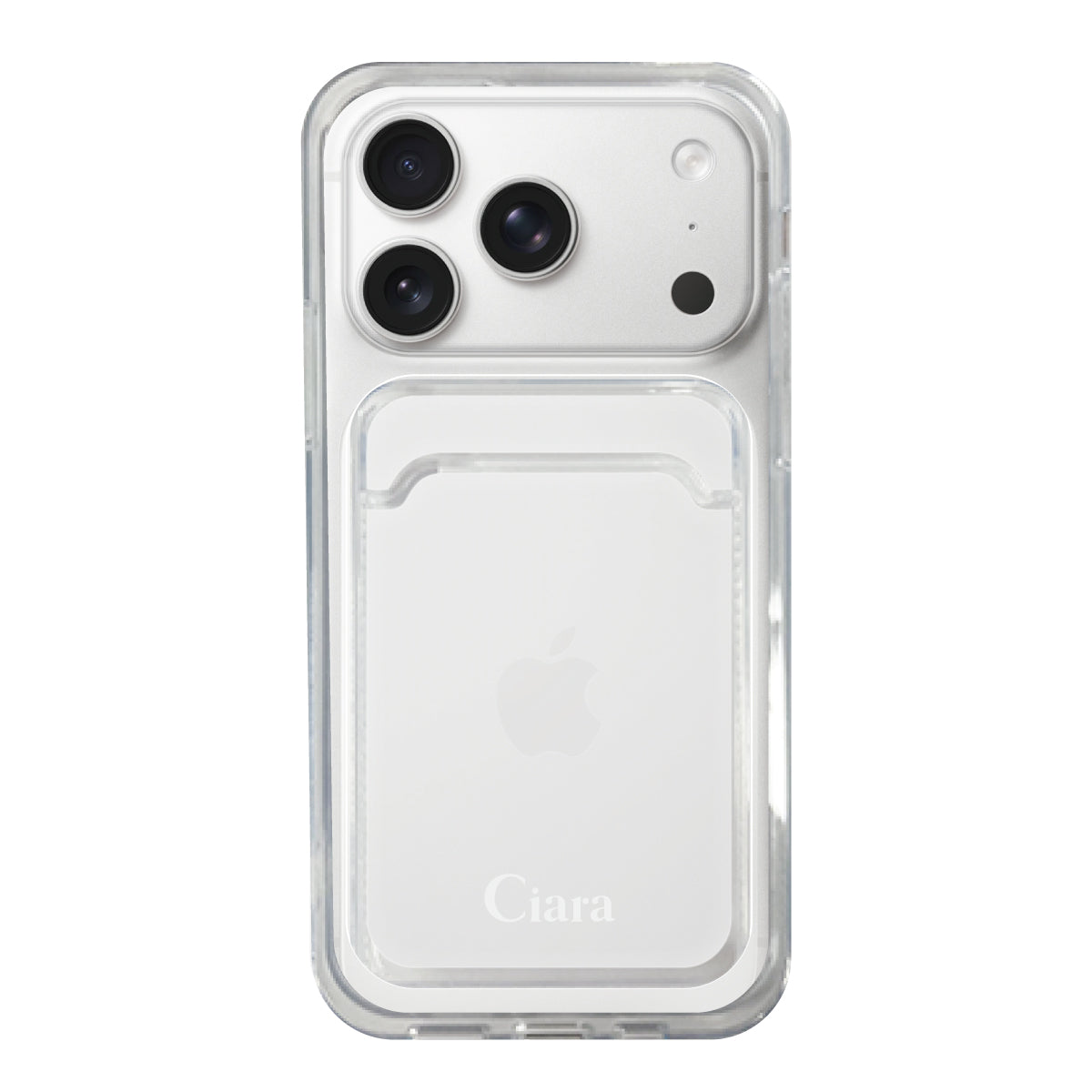 iPhone17Pro TPU カード収納クリアケース ロゴ ホワイト