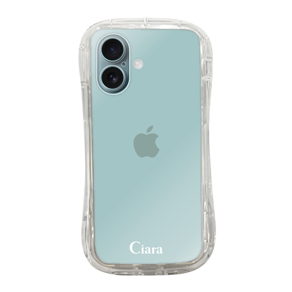 iPhone16Plus TPUグリップ クリアケース ロゴ ホワイト