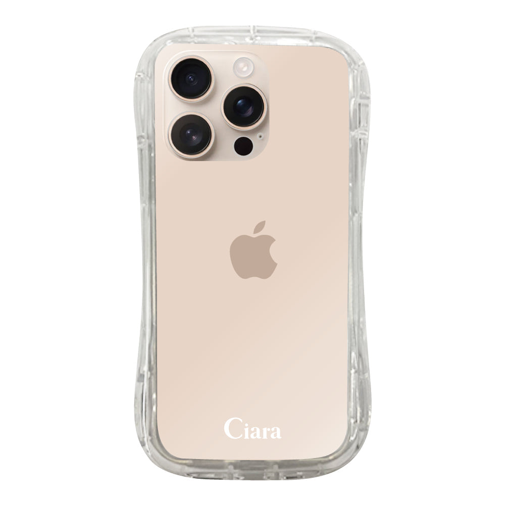 iPhone16Pro TPUグリップ クリアケース ロゴ ホワイト