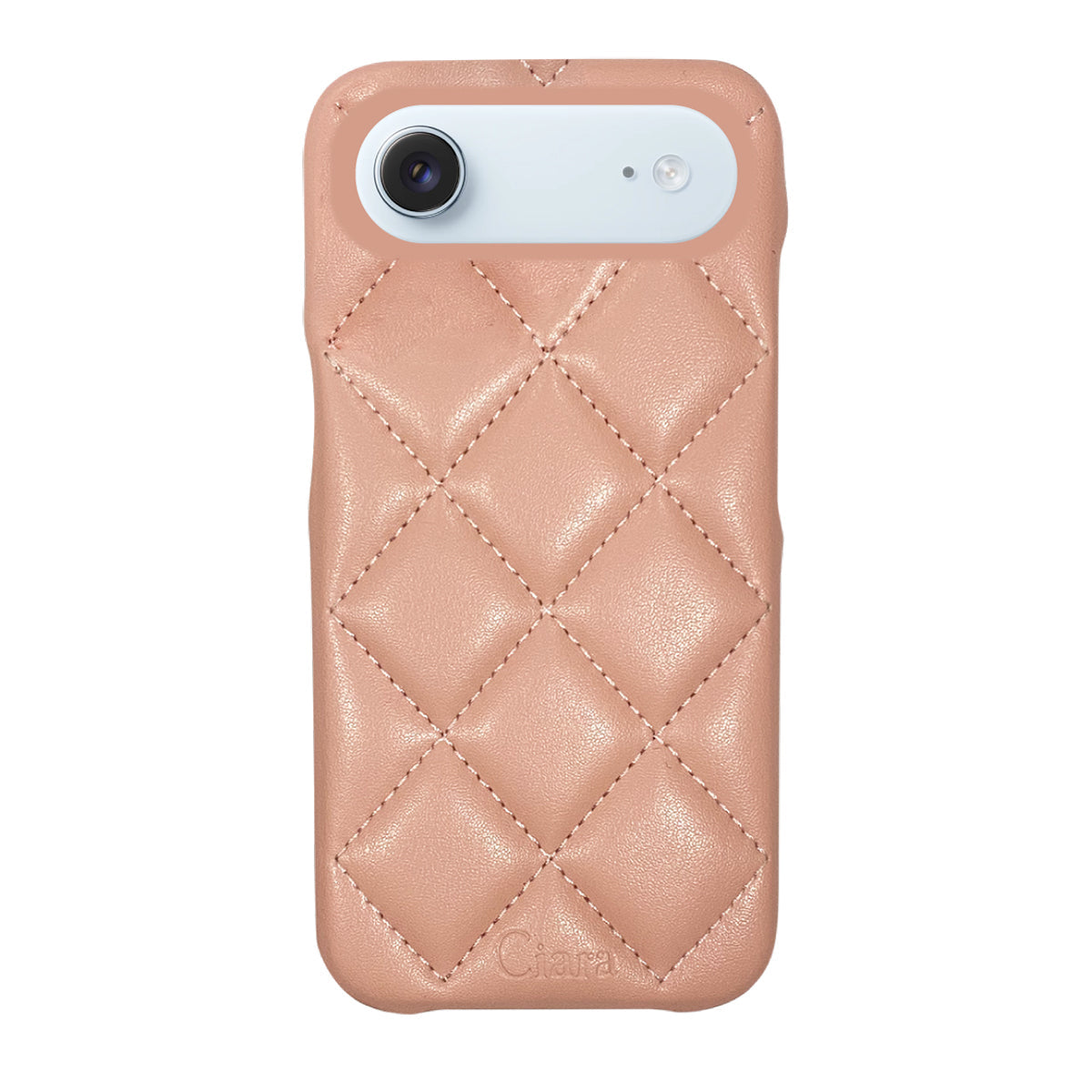 iPhoneAir キルティングPU レザーケース ロゴ ピンク