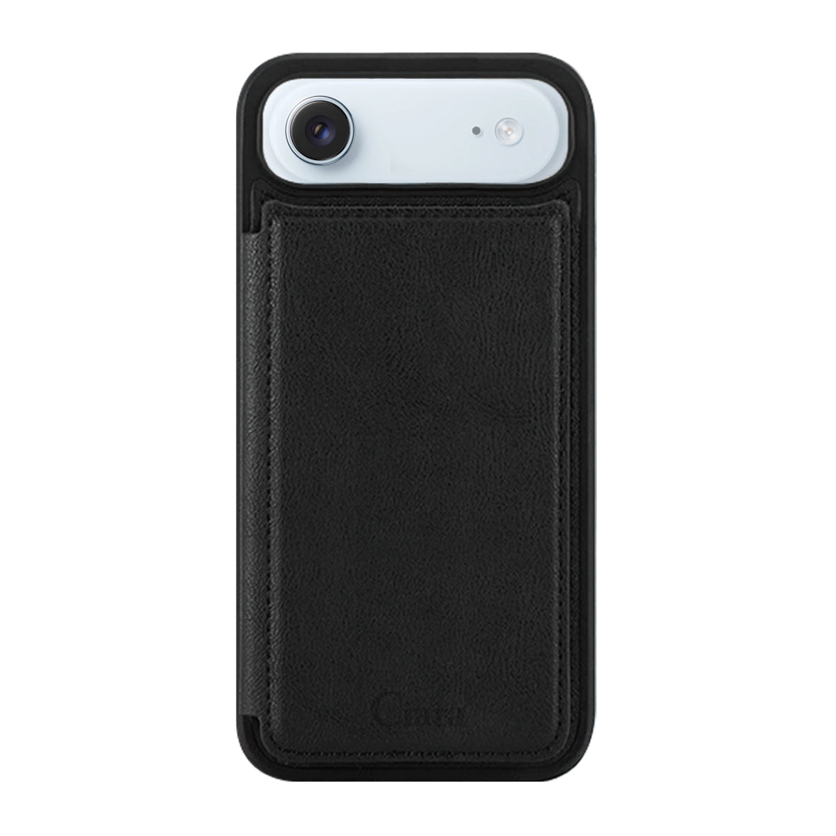 iPhoneAir カード収納付きバックフリップ手帳型 カード収納ケース ロゴ ブラック
