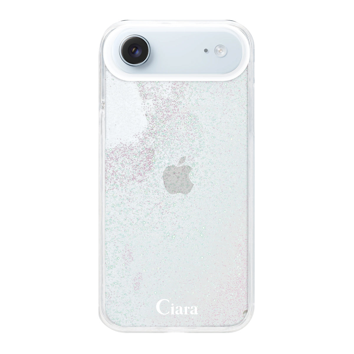 iPhoneAir グリッター オイルクリアケース ロゴ ホワイト
