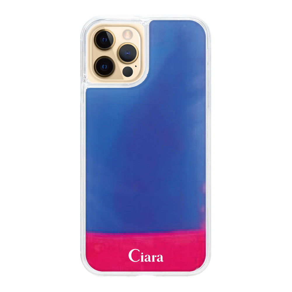 iPhone11Proケース ネオンサンド オイルケース ロゴ ピンク/ブルー
