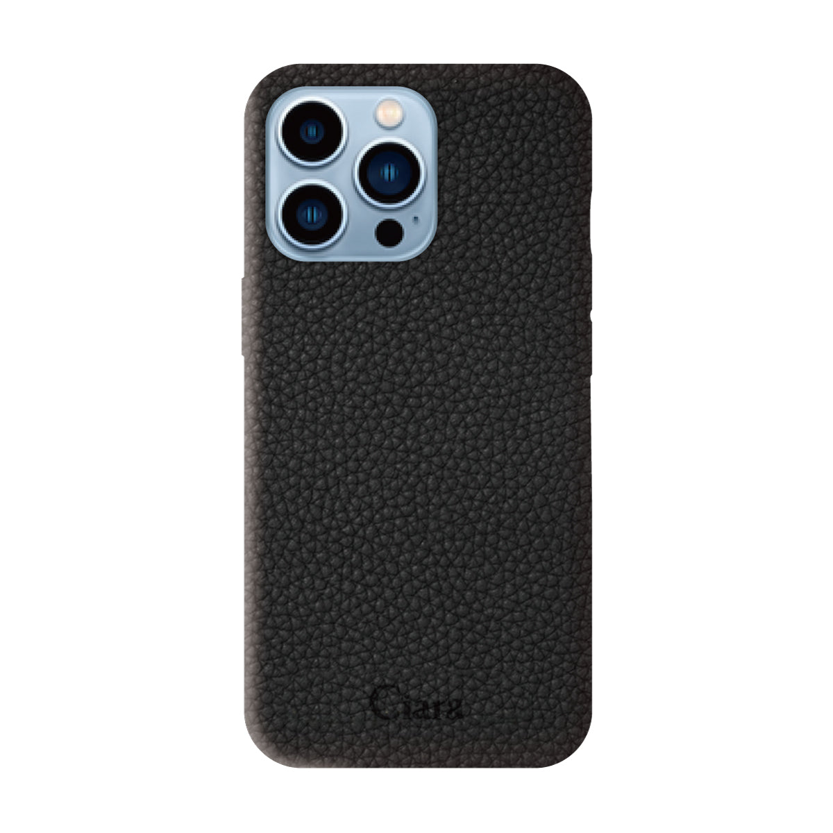 iPhone13ProMax ペブルグレインPUレザー ロゴ ブラック