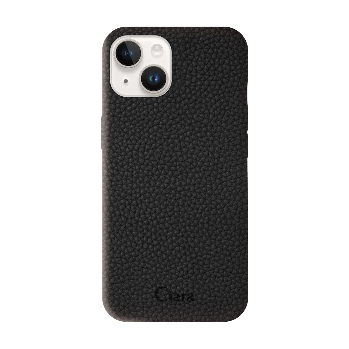iPhone14/13 ペブルグレインPUレザー ロゴ ブラック