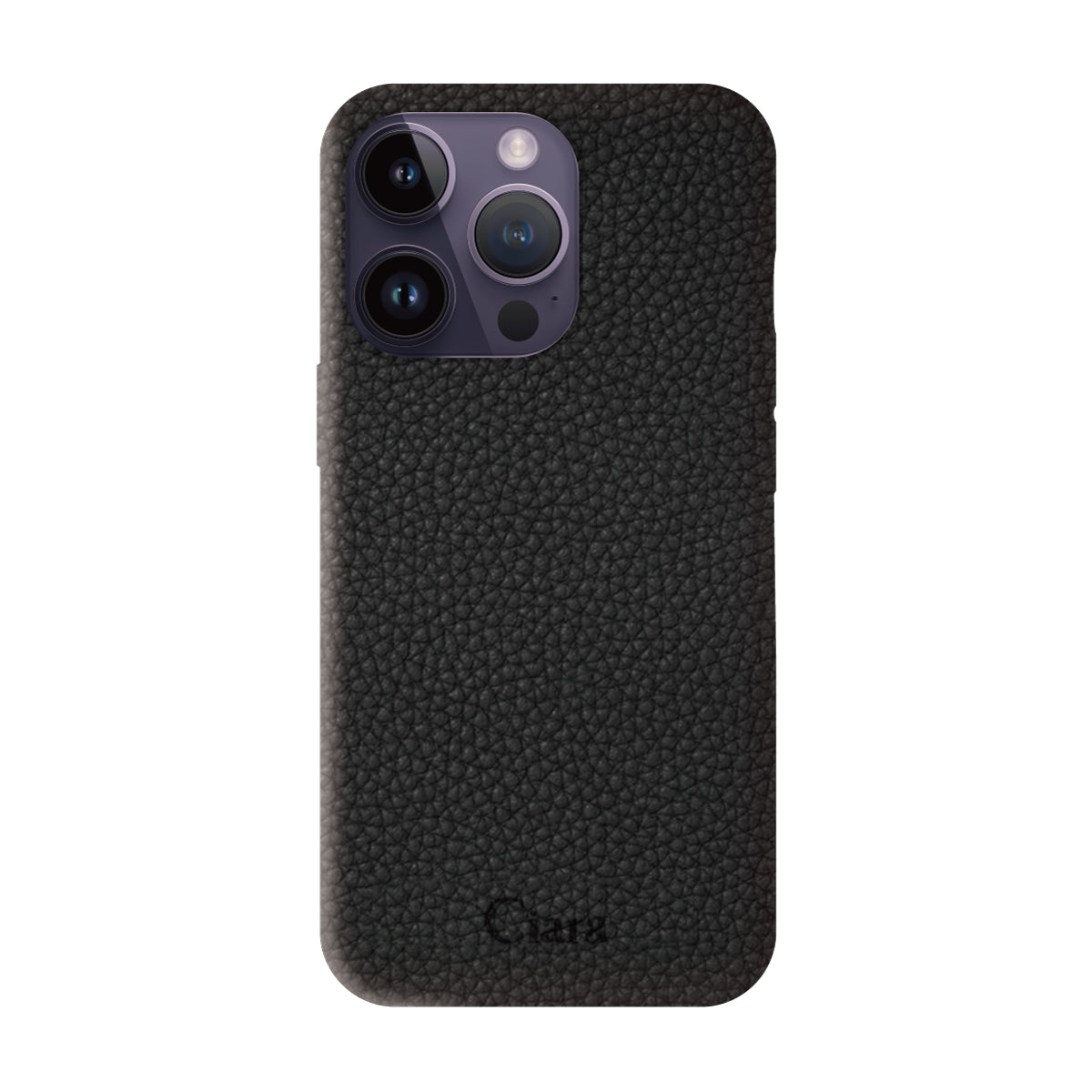 iPhone14ProMax ペブルグレインPUレザー ロゴ ブラック