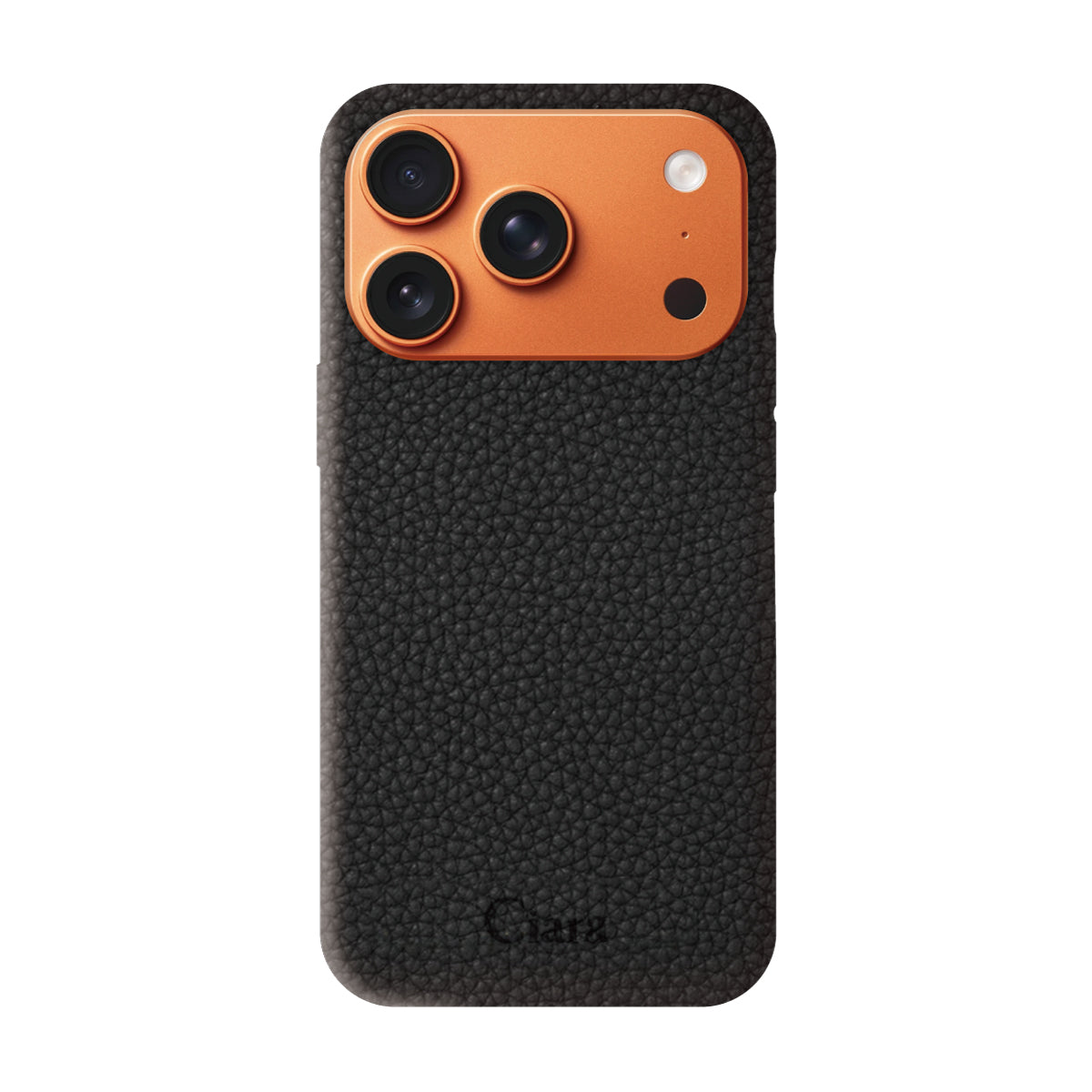 iPhone17ProMax ペブルグレインPUレザー ロゴ ブラック