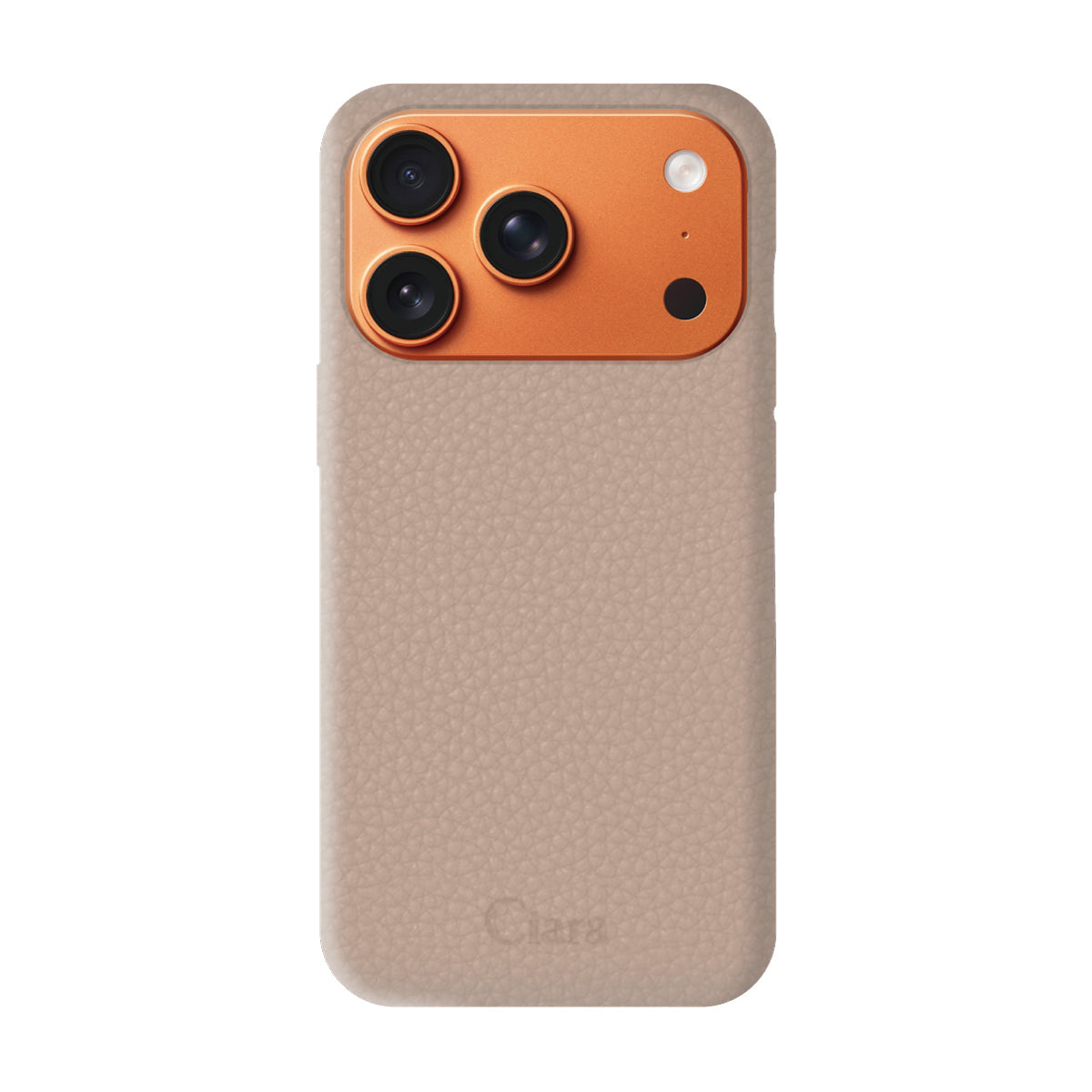 iPhone17ProMax ペブルグレインPUレザー ロゴ ベージュ