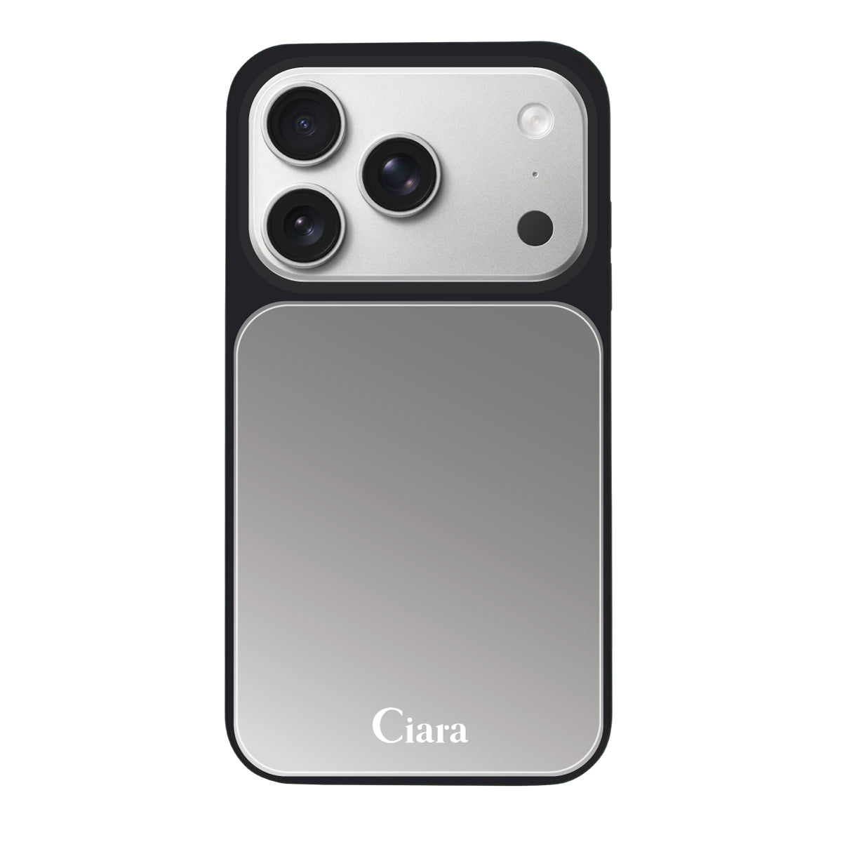 iPhone17Pro ミラーバンパー ミラー付きケース ロゴ シルバー