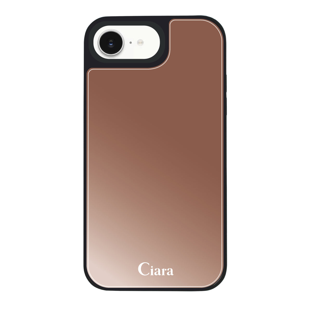 iPhone16eケース ミラーバンパー ミラー付きケース ロゴ ピンクゴールド