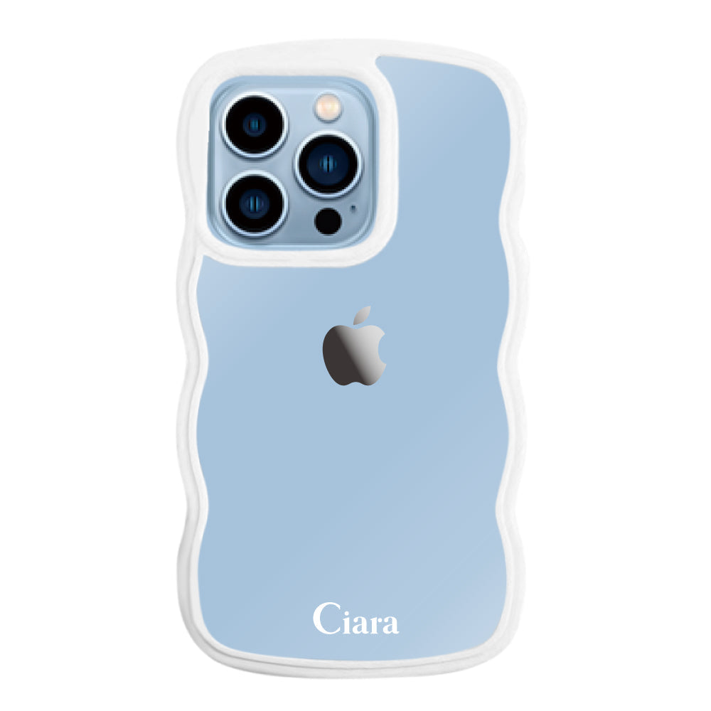 iPhone13ProMaxケース ウェーブフレーム クリアケース ロゴ ホワイト