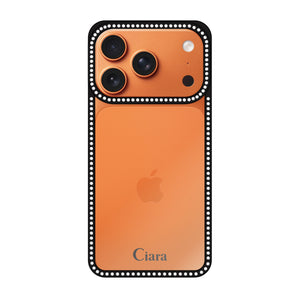 iPhoneケース ラインストーンフレーム クリアケース ロゴ
