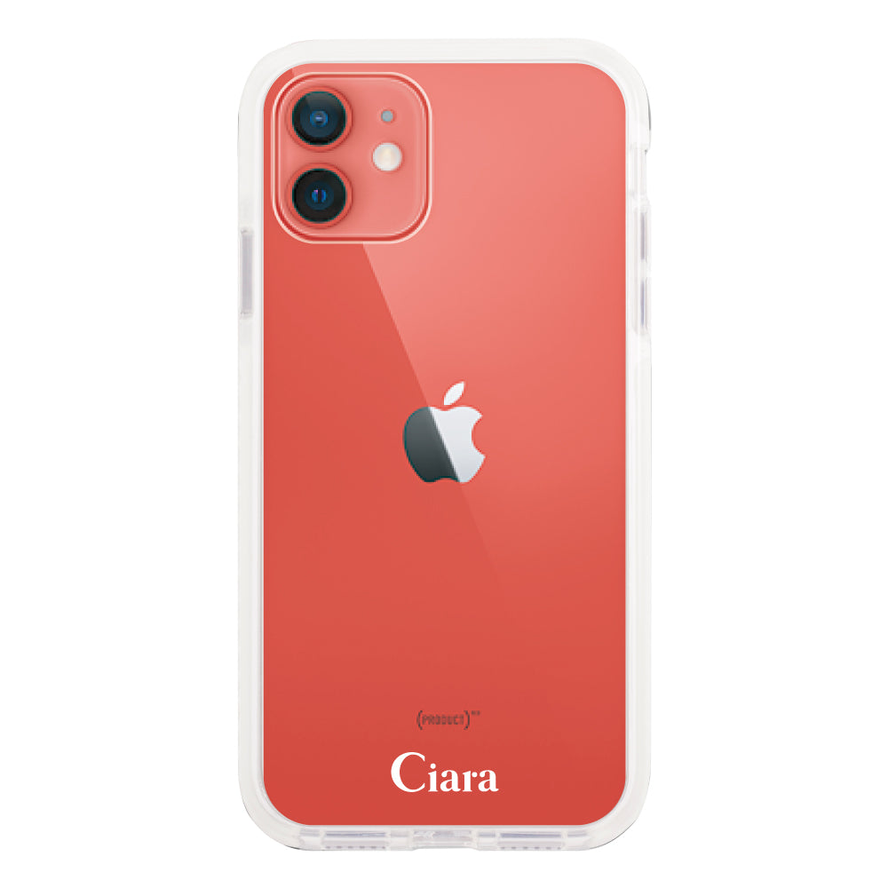 iPhone11 クッションバンパー 耐衝撃クリアケース ロゴ ホワイト