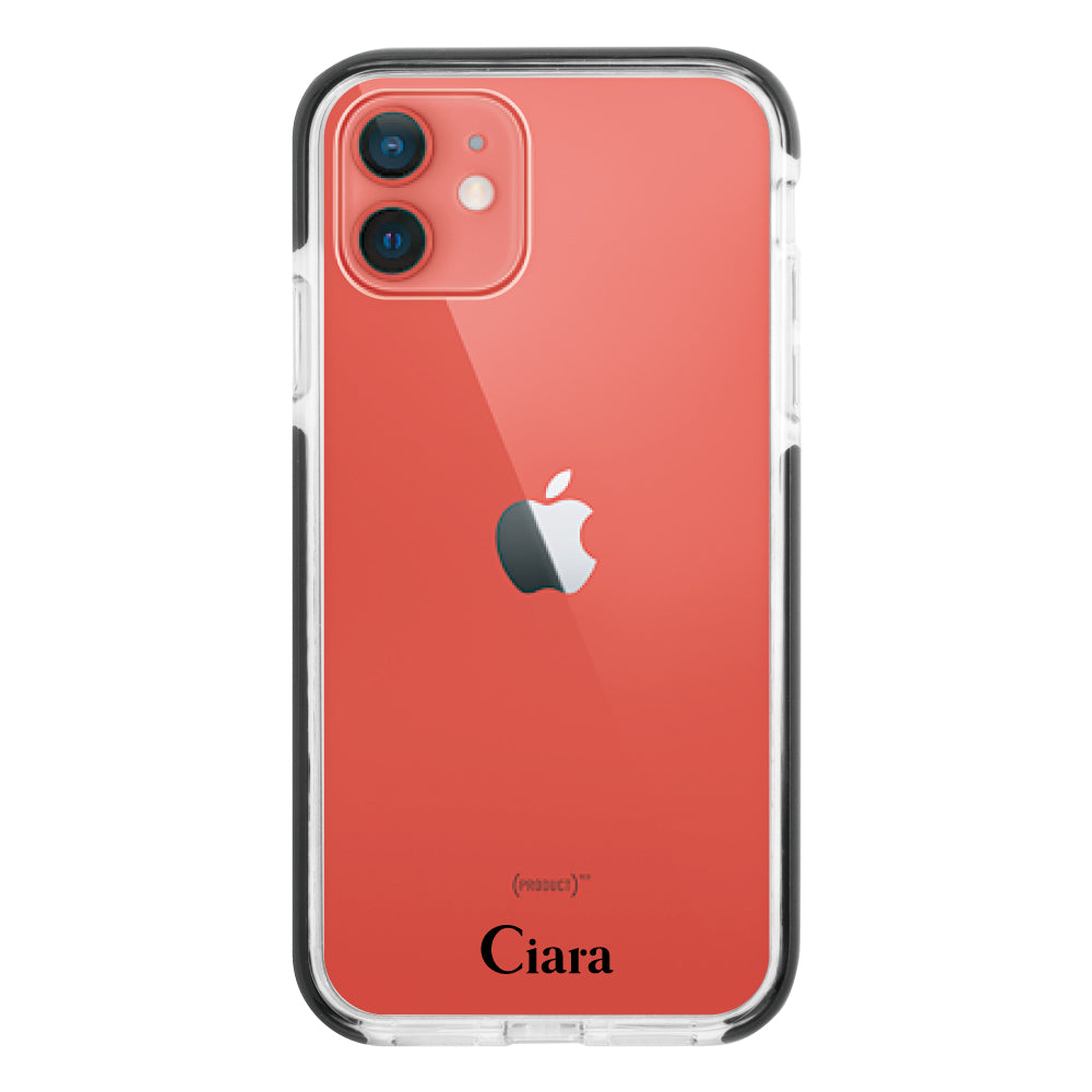 iPhone11 クッションバンパー 耐衝撃クリアケース ロゴ ブラック