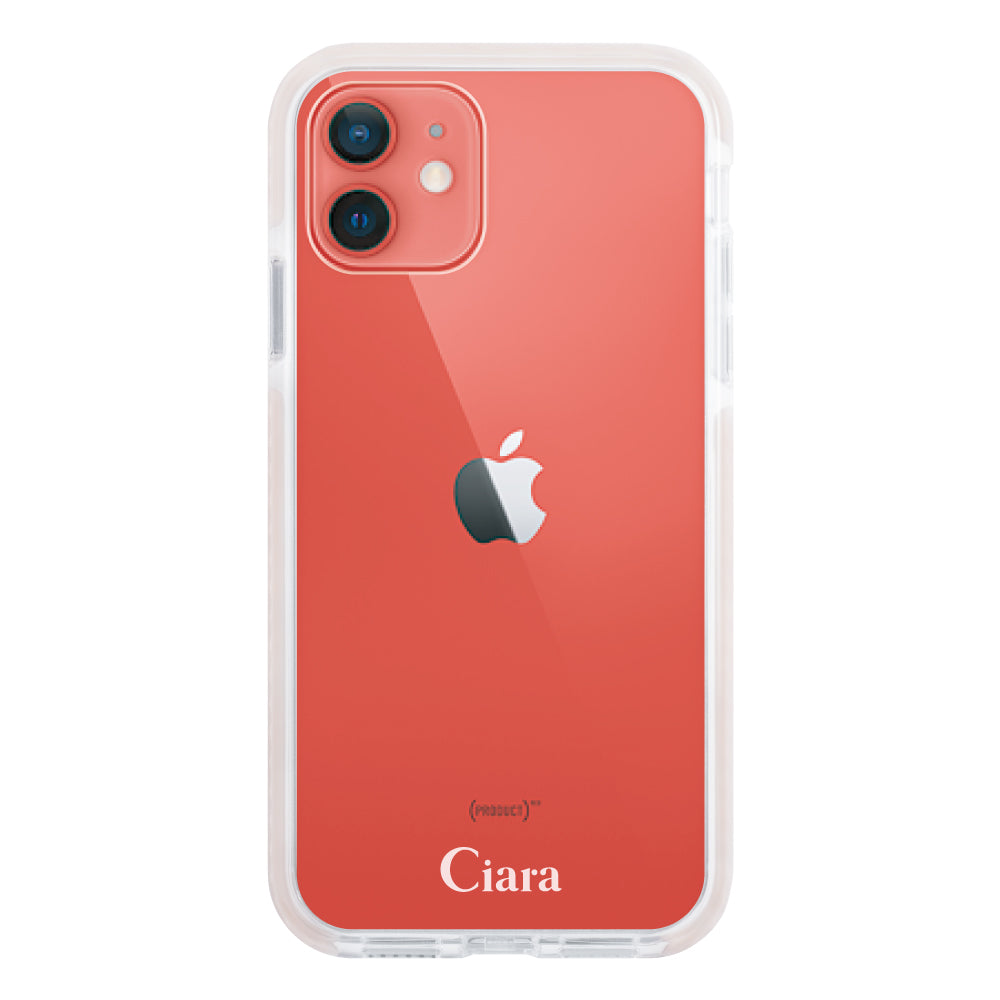 iPhone11 クッションバンパー 耐衝撃クリアケース ロゴ ピンク