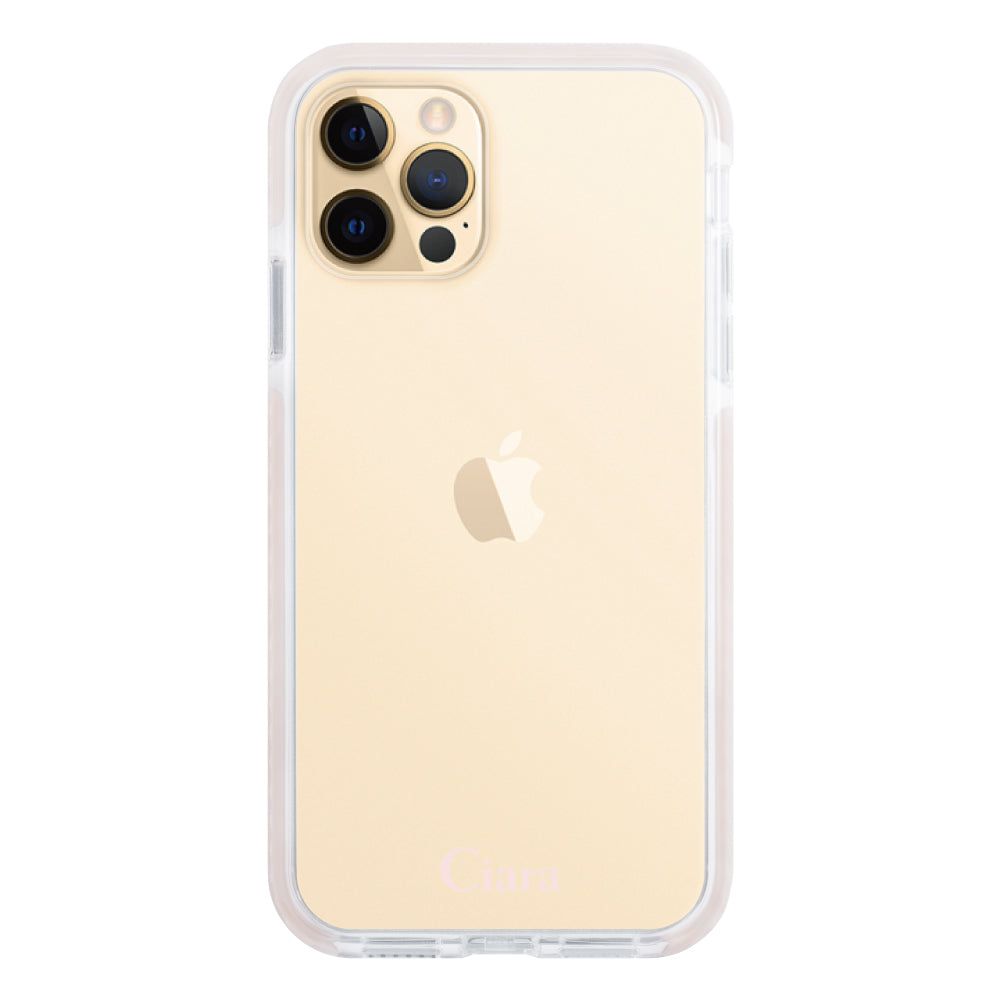 iPhone11ProMax クッションバンパー 耐衝撃クリアケース ロゴ ピンク
