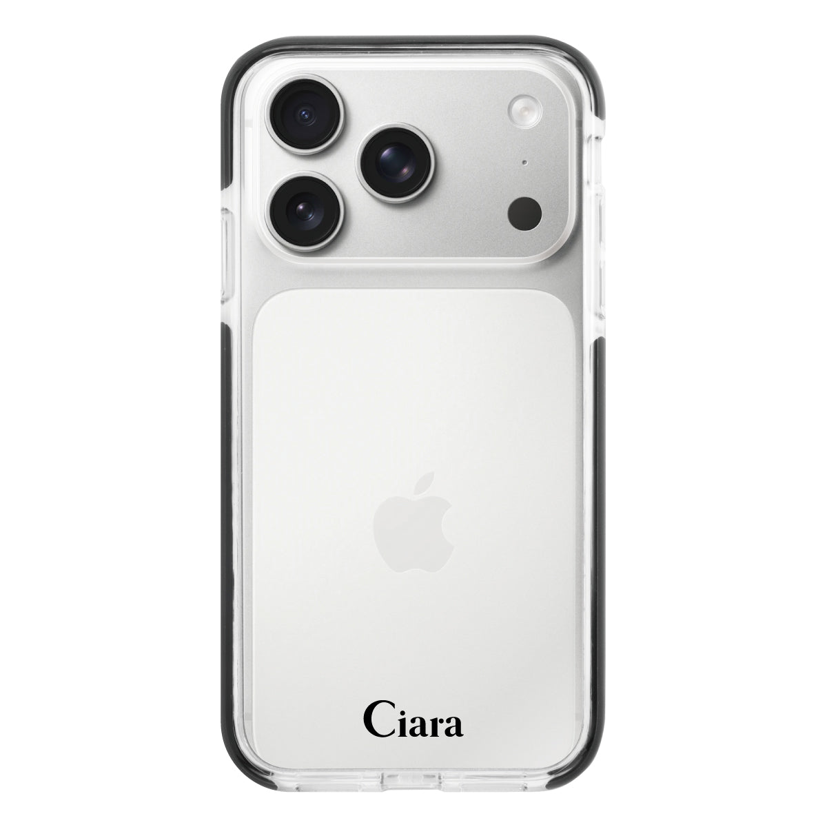 iPhone17Pro クッションバンパー 耐衝撃クリアTPUケース ロゴ ブラック