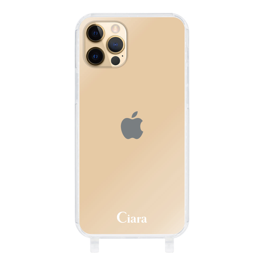 iPhone11Pro ストラップクリアケース ロゴ ホワイト