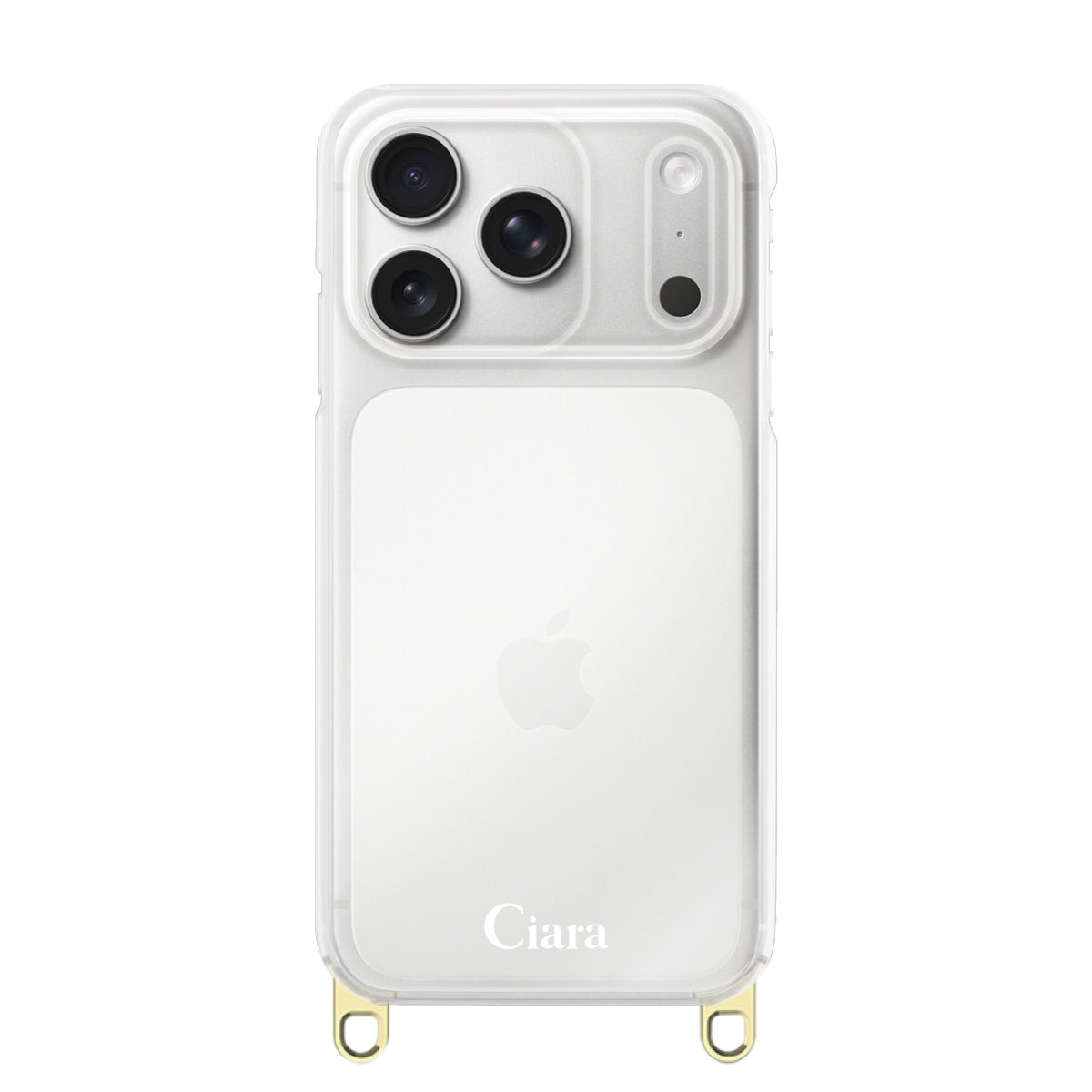 iPhone17Pro ストラップクリアケース ロゴ ゴールド