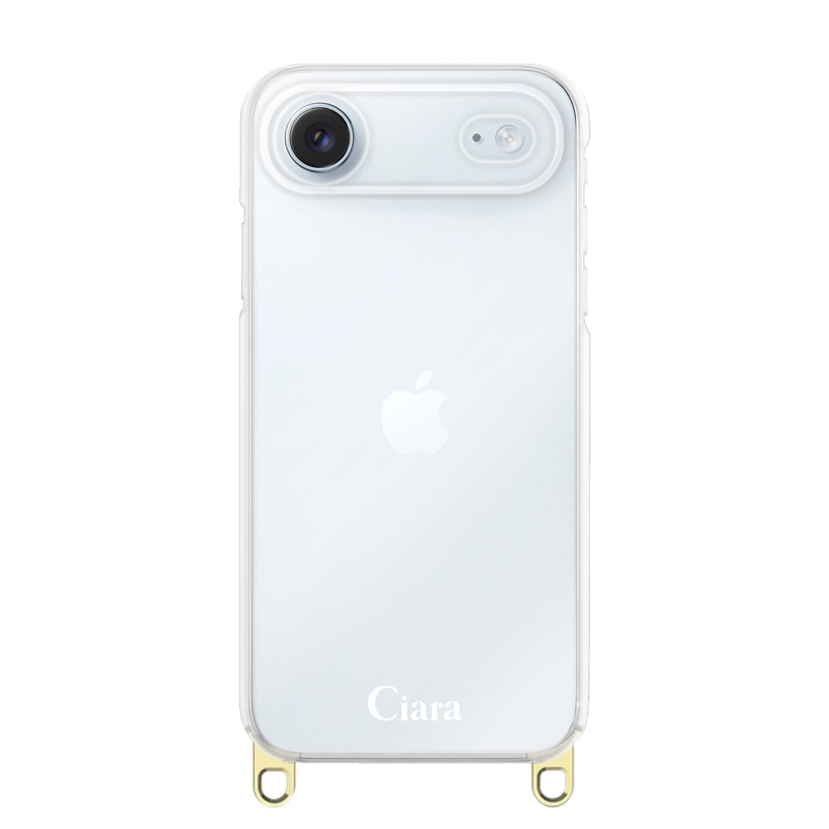iPhoneAir ストラップクリアケース ロゴ ゴールド