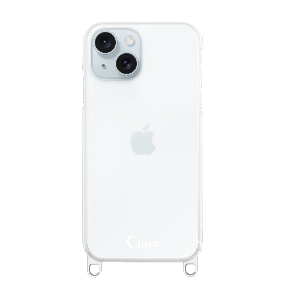 iPhone15Plus ストラップクリアケース ロゴ クリア