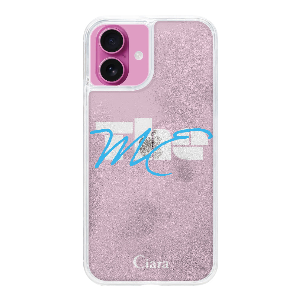 iPhone16 グリッター オイルクリアケース テーマ ピンク
