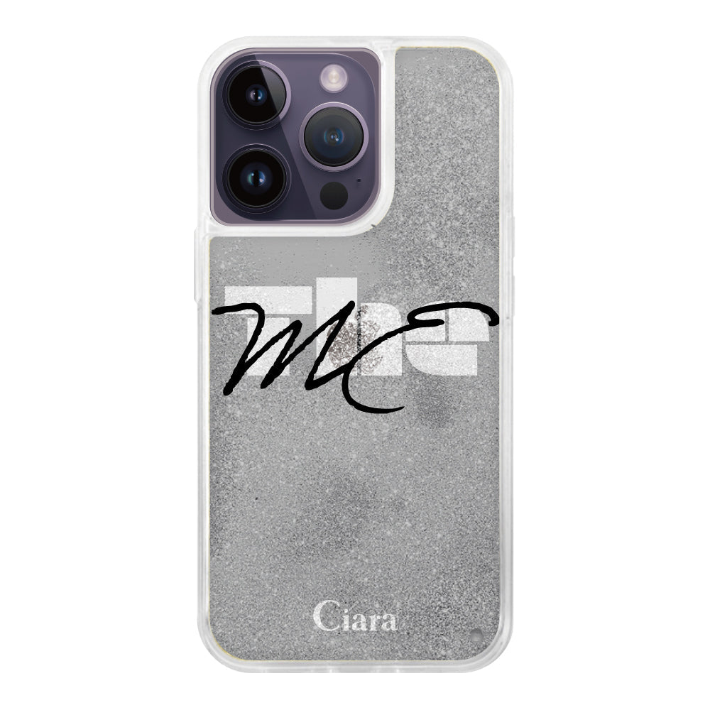 iPhone14ProMax グリッター オイルクリアケース テーマ ブラック