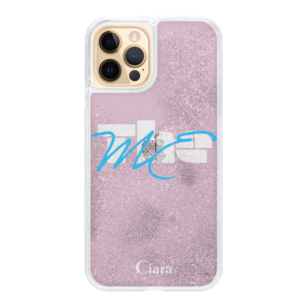 iPhone11ProMax グリッター オイルクリアケース テーマ ピンク