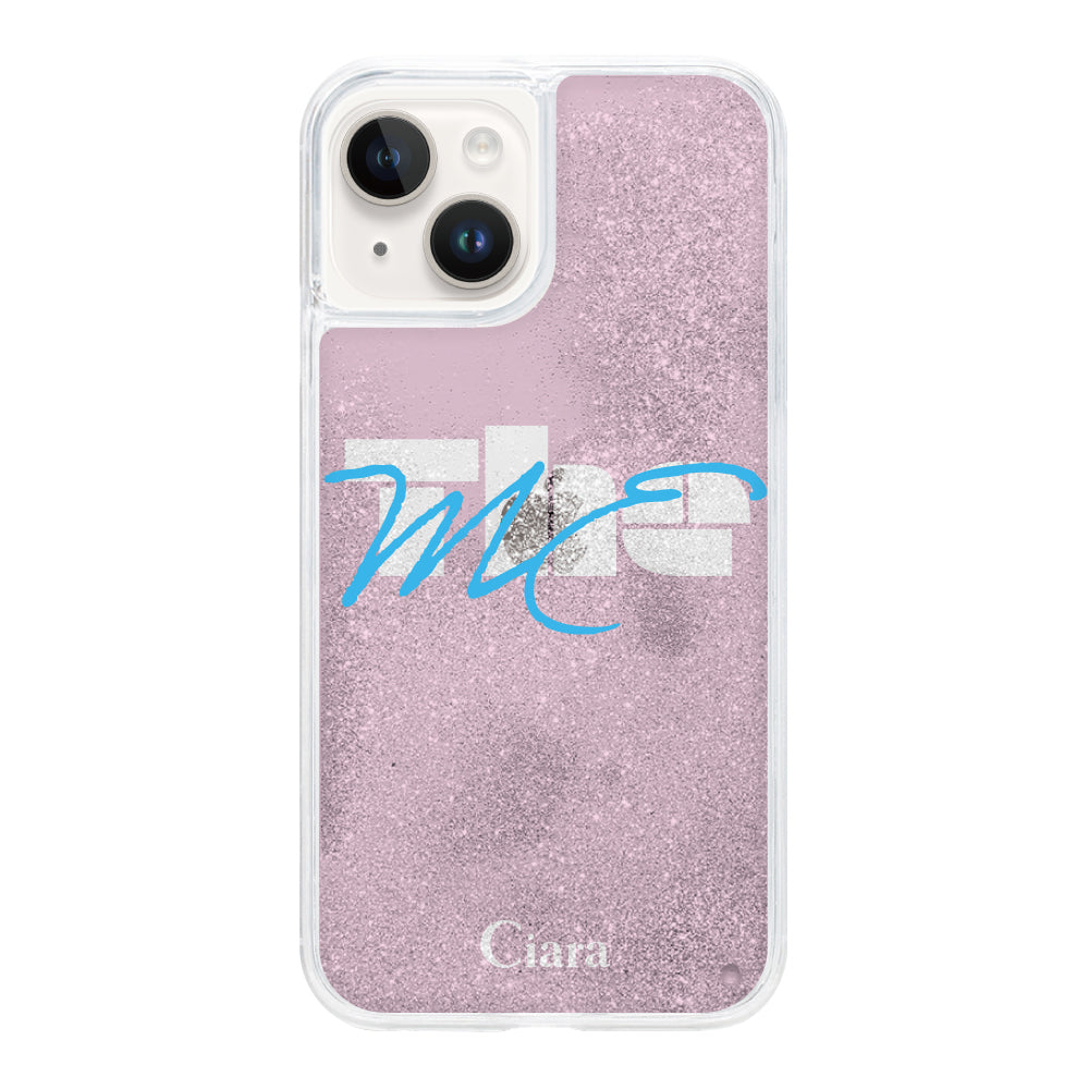 iPhone14 グリッター オイルクリアケース テーマ ピンク