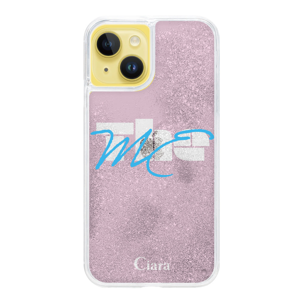 iPhone14Plus グリッター オイルクリアケース テーマ ピンク