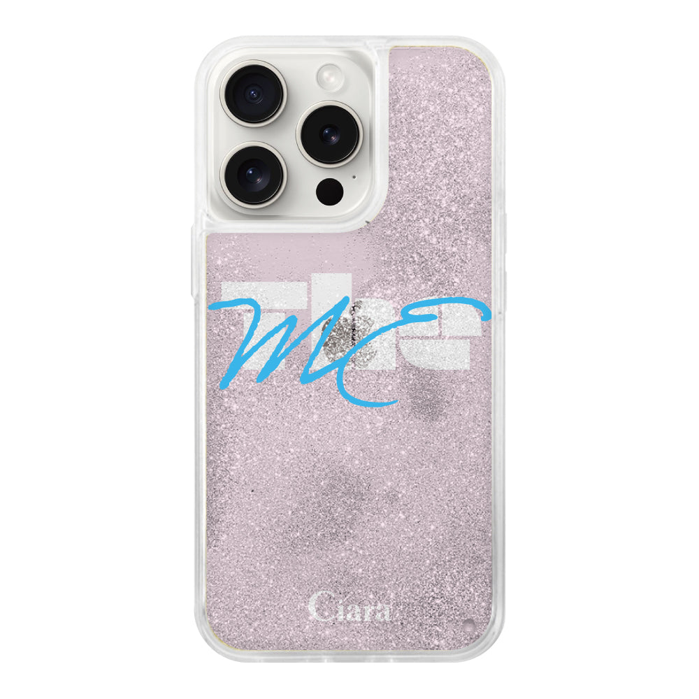 iPhone15ProMax グリッター オイルクリアケース テーマ ピンク