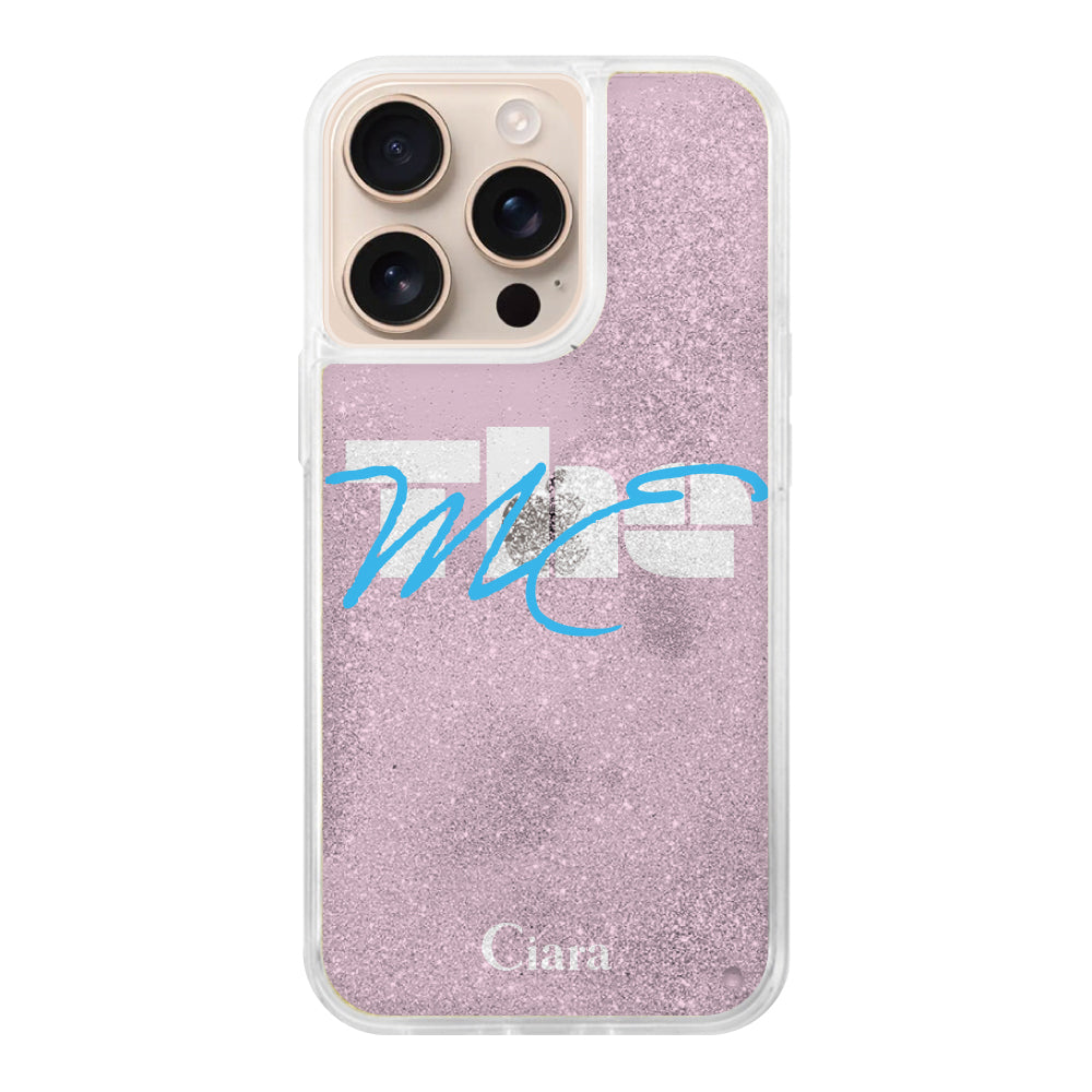 iPhone16Pro グリッター オイルクリアケース テーマ ピンク