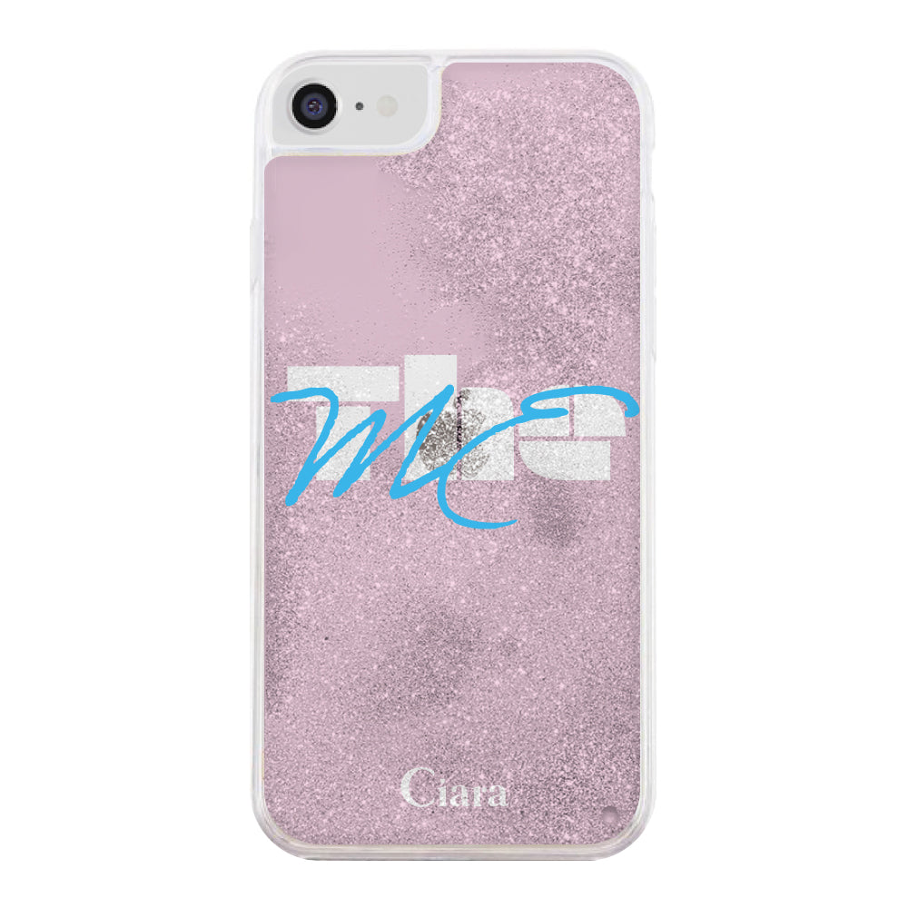 iPhone6/7/8/SE2/SE3 グリッター オイルクリアケース テーマ ピンク