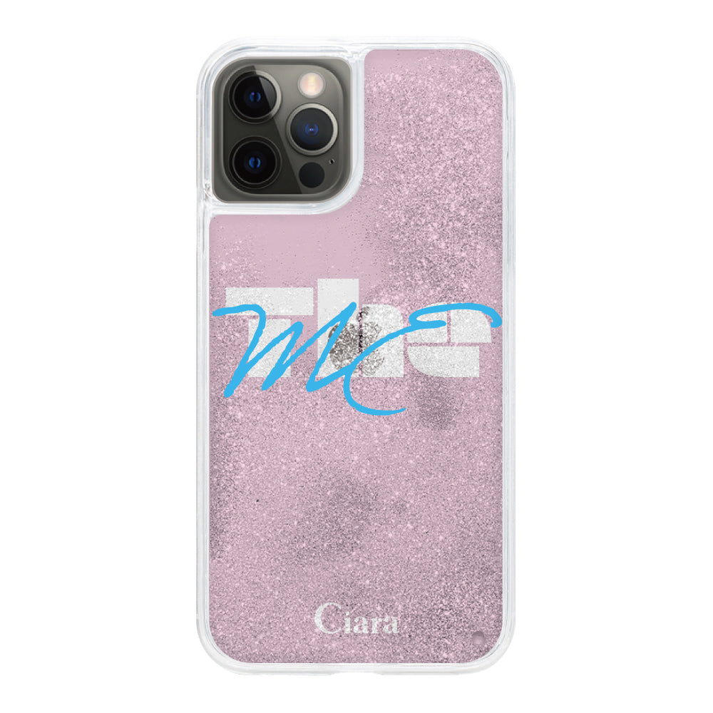 iPhoneX/XS グリッター オイルクリアケース テーマ ピンク